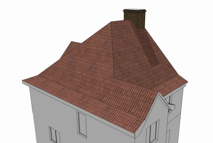 The house roof prior to a hip-end extension.
