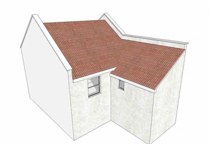 Illustration of the rear roof of a Victorian terraced home with rear extension.