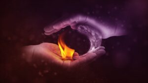 flame in hands